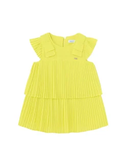 Abito balza plissettata neonata giallo