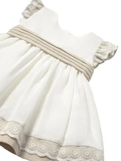 Abito cerimonia combinato lino panna multi