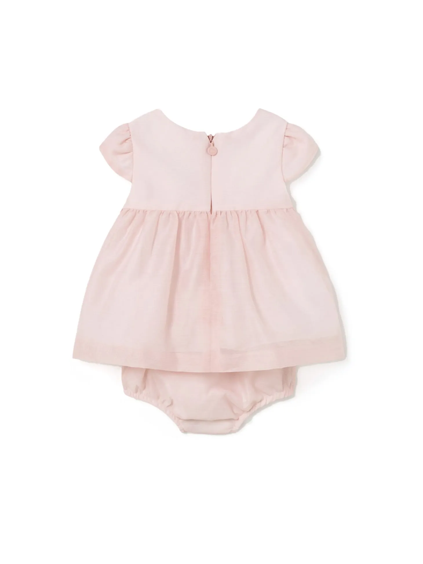 Abito chiffon cerimonia con copripannolino neonata rosa