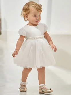 Abito combinato con tulle plissettato neonata