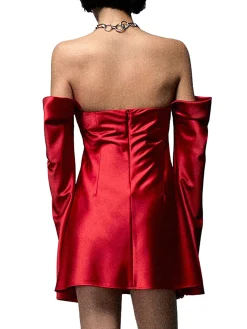 Abito corto Vera in satin rosso