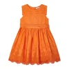 Abito cotone ricamato bambina arancio
