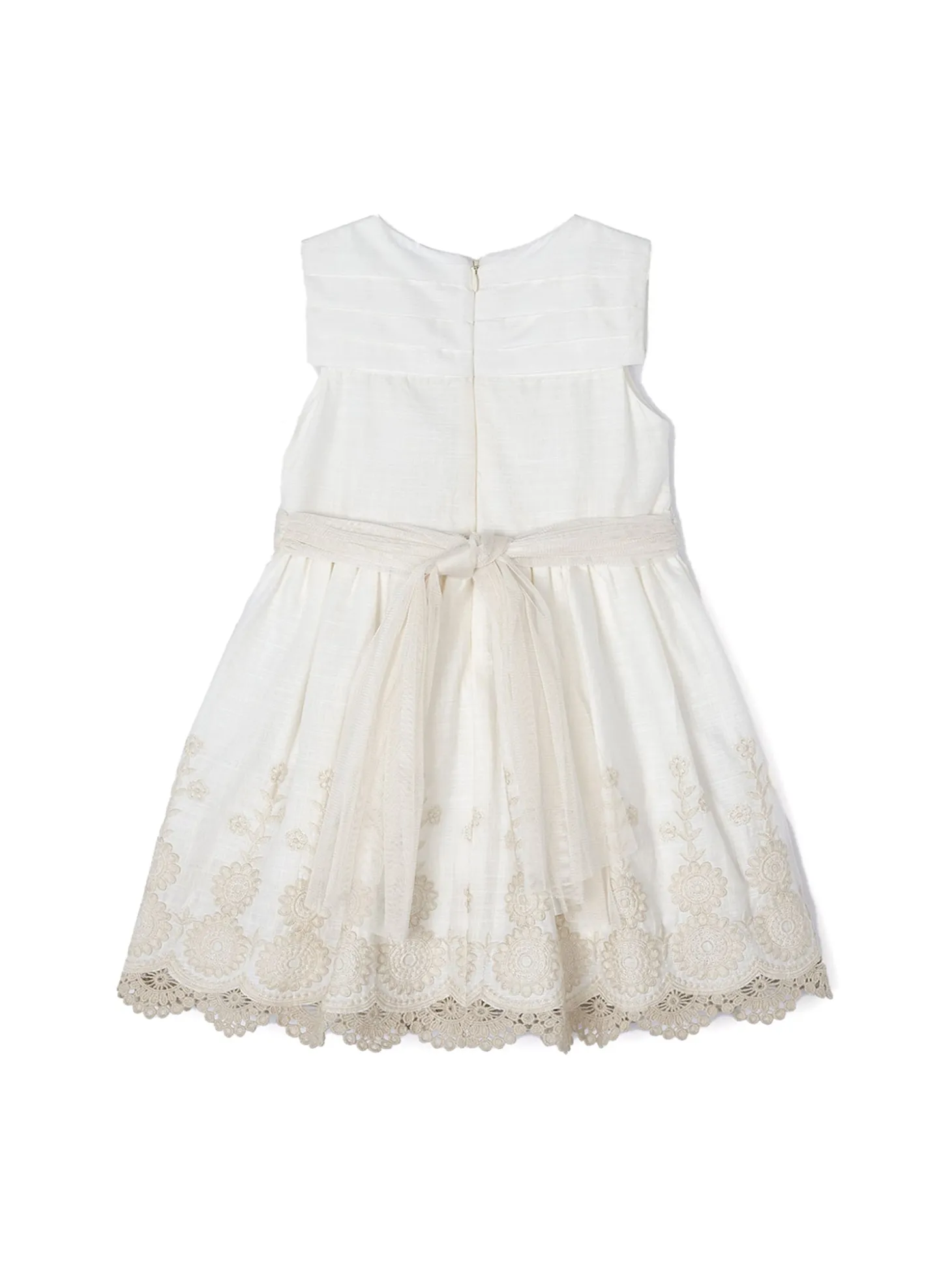 Abito cotone ricamato bambina ecrù