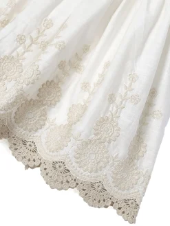 Abito cotone ricamato bambina ecrù