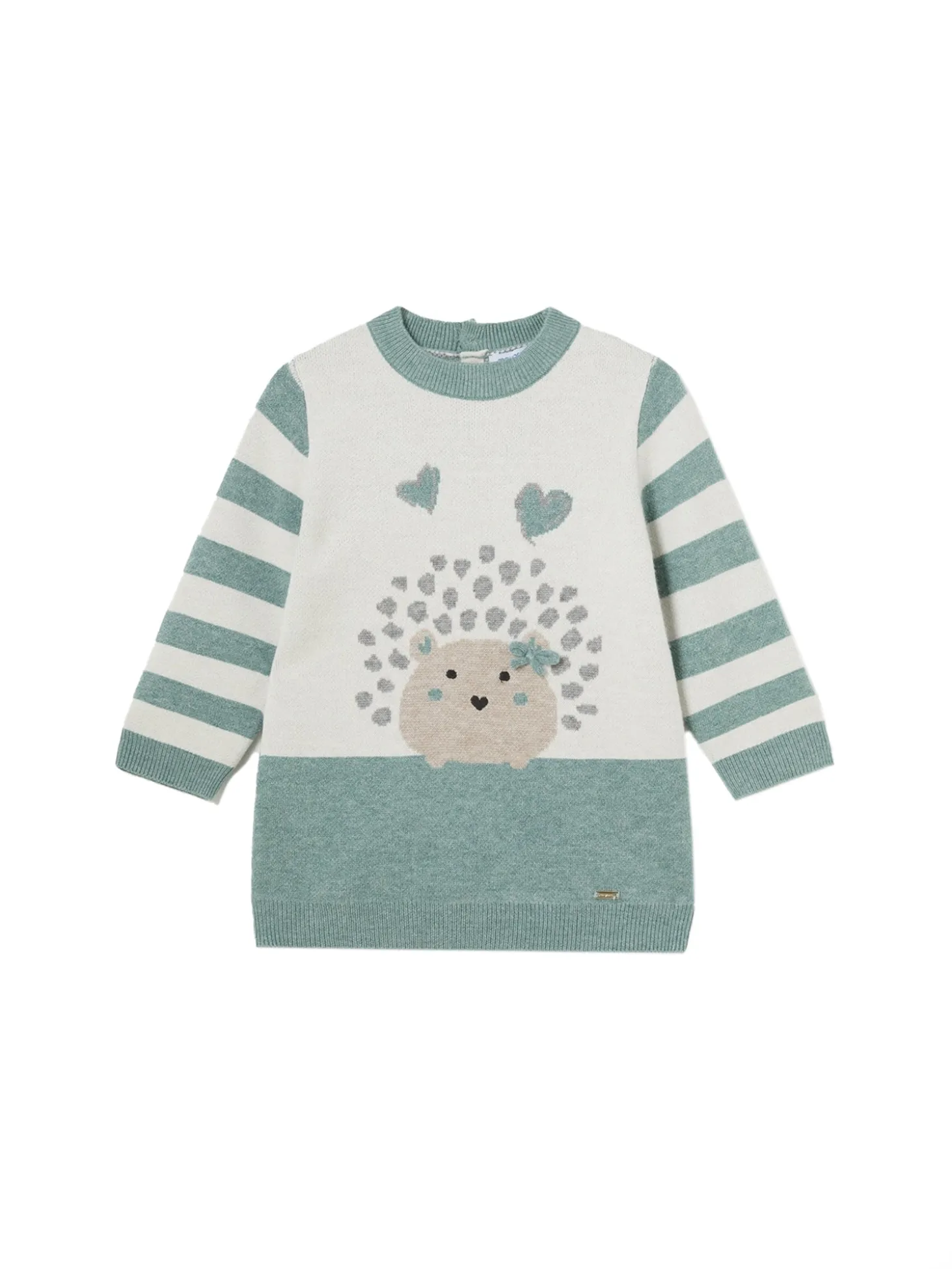 Abito in maglia tricot intarsio animali verde