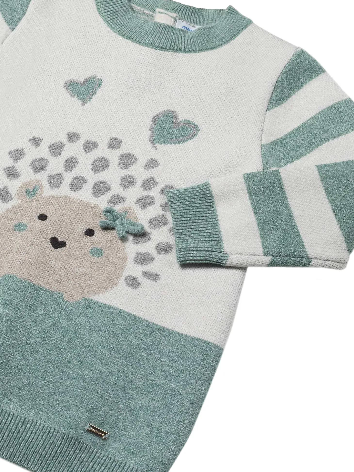 Abito in maglia tricot intarsio animali verde