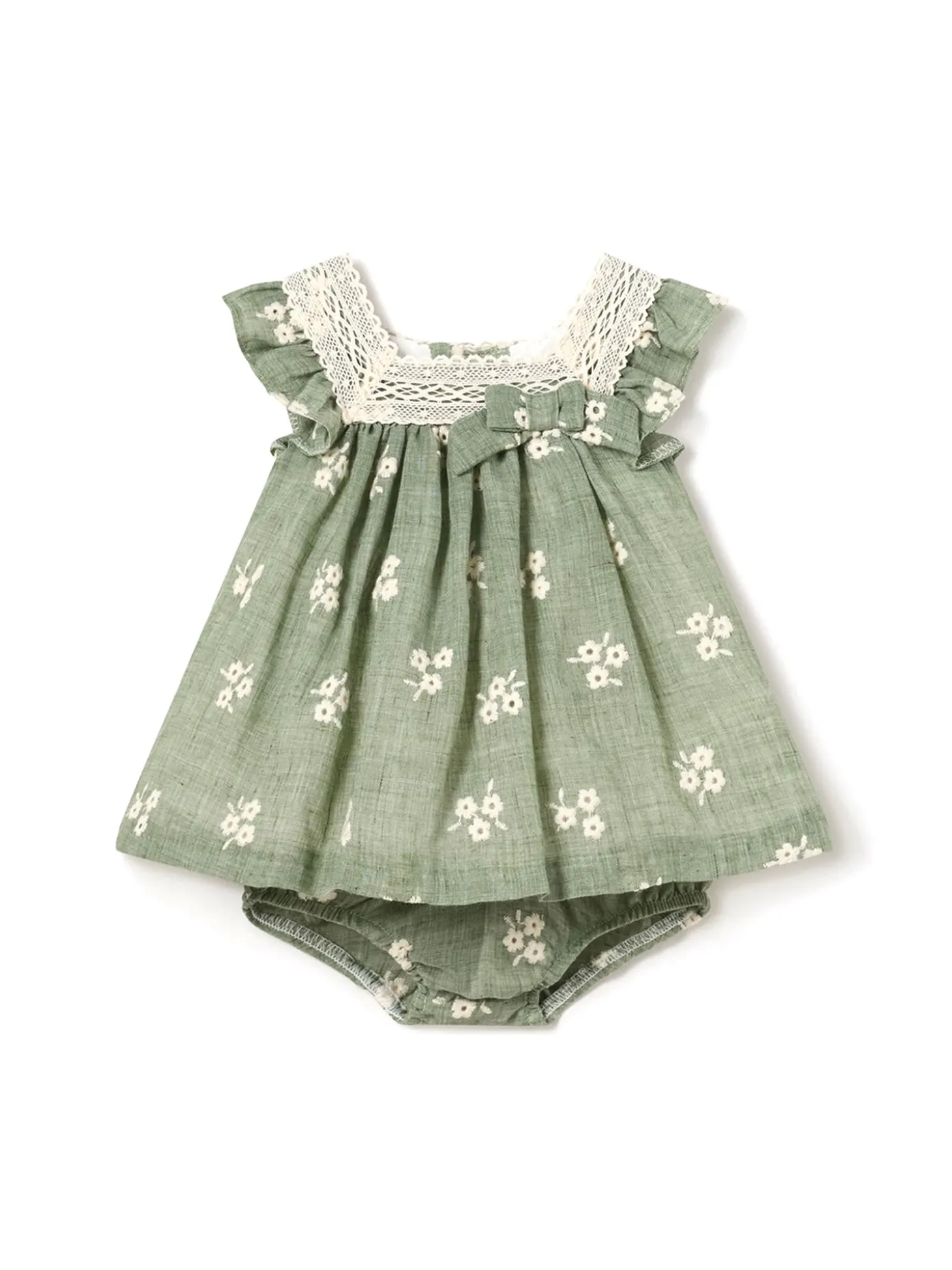 Abito in tulle ricamato verde
