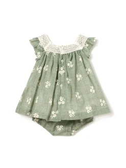 Abito in tulle ricamato verde