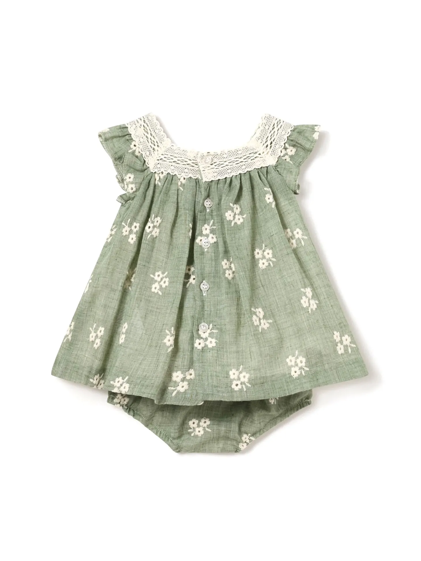 Abito in tulle ricamato verde