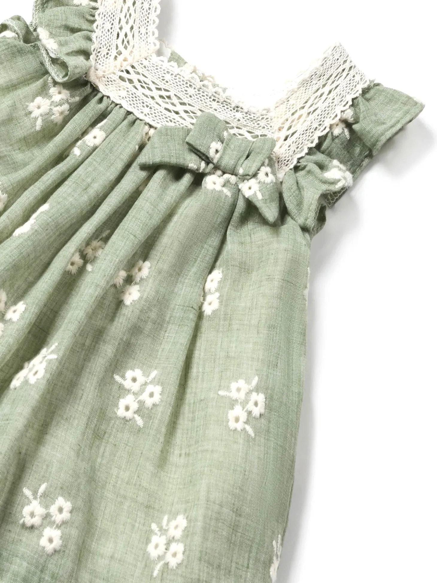 Abito in tulle ricamato verde