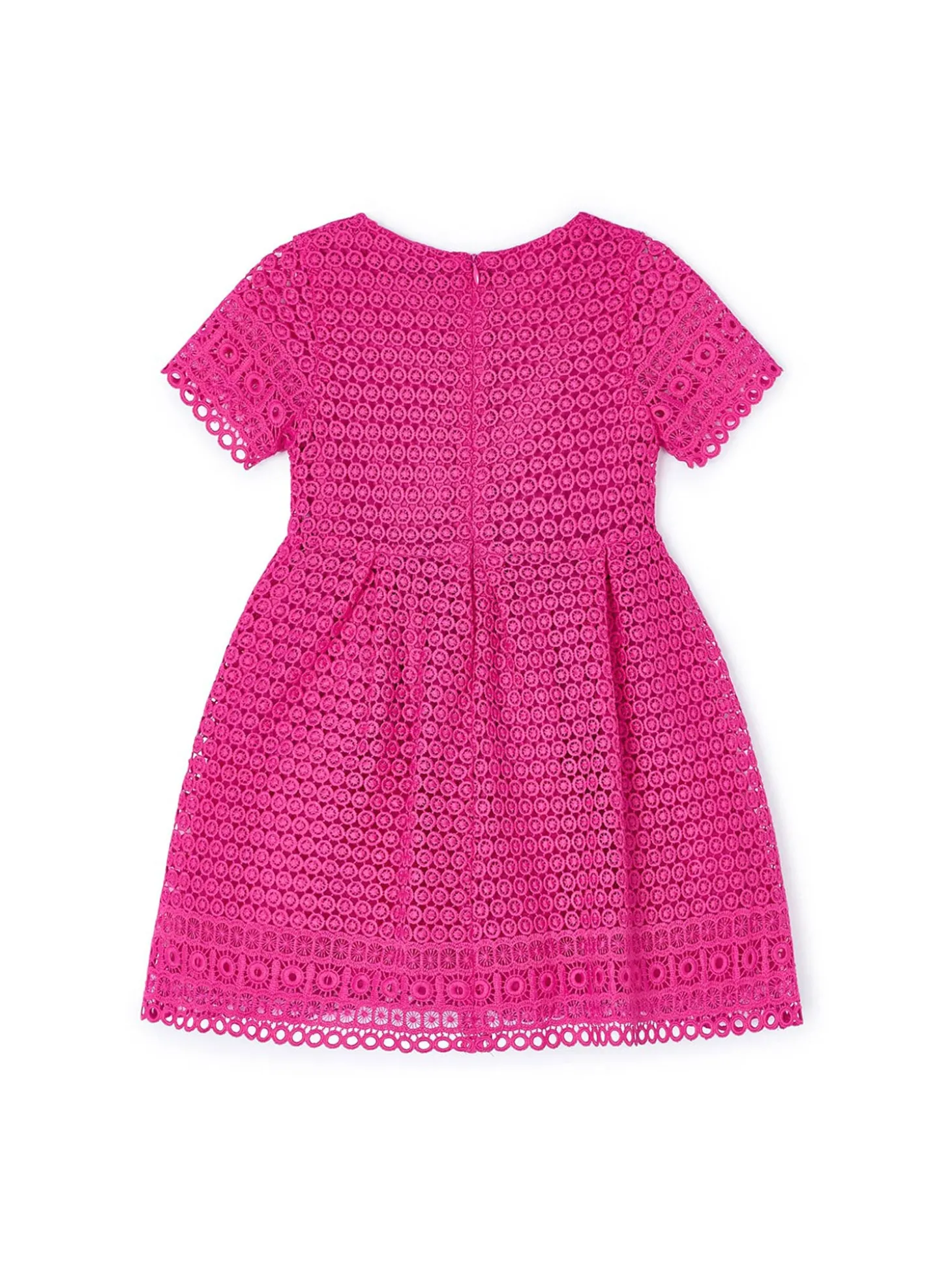 Abito maniche corte in Guipur bambina fuscia