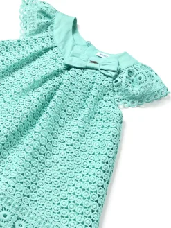 Abito maniche corte in Guipur neonata celeste
