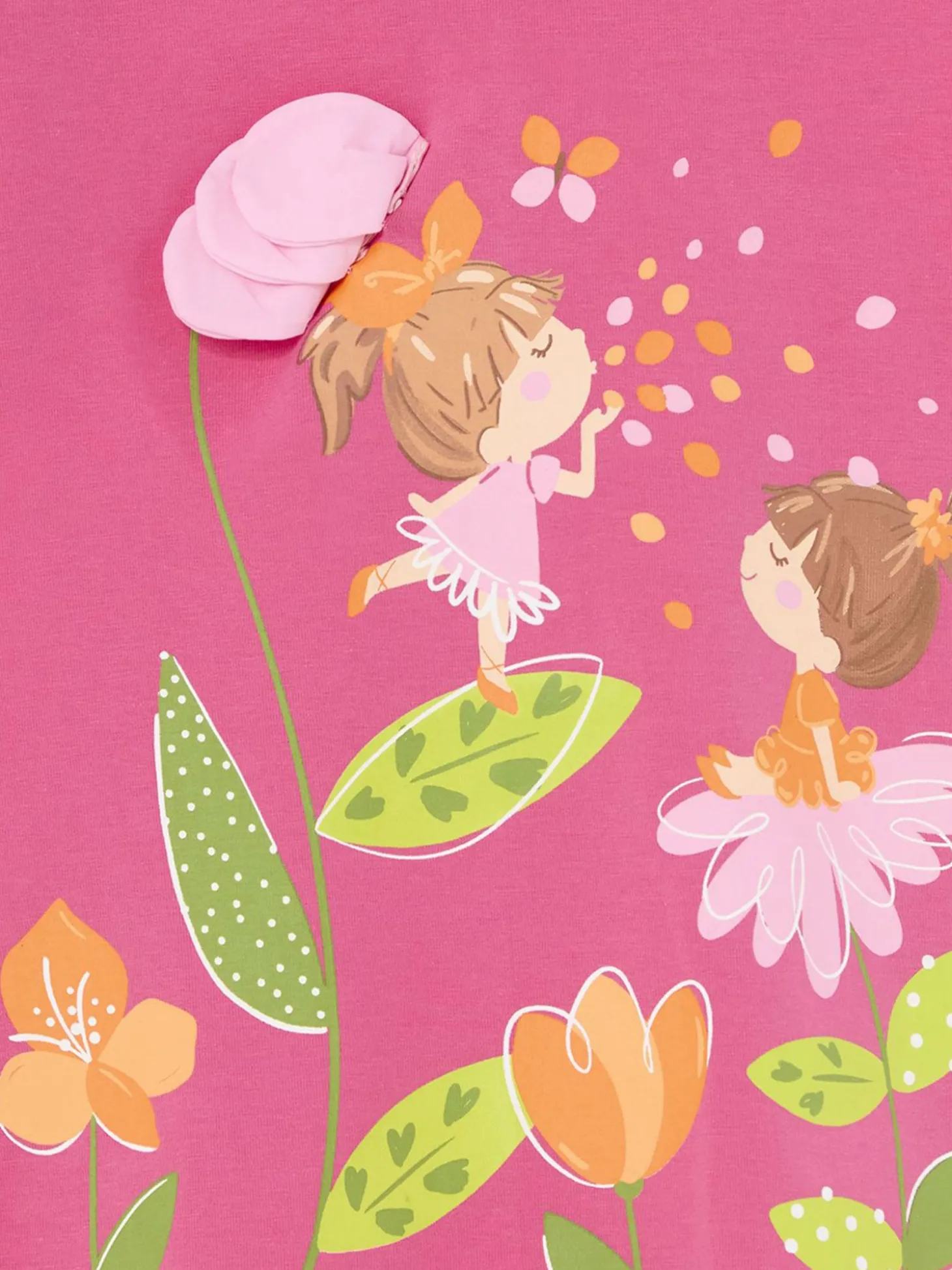 Abito maniche corte neonata con stampa magenta