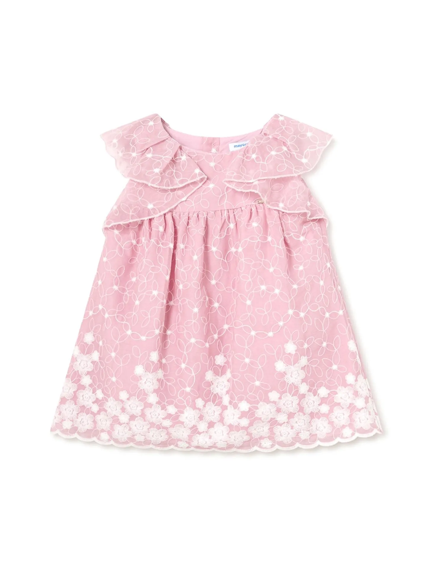 Abito maniche corte ricamato neonata rosa