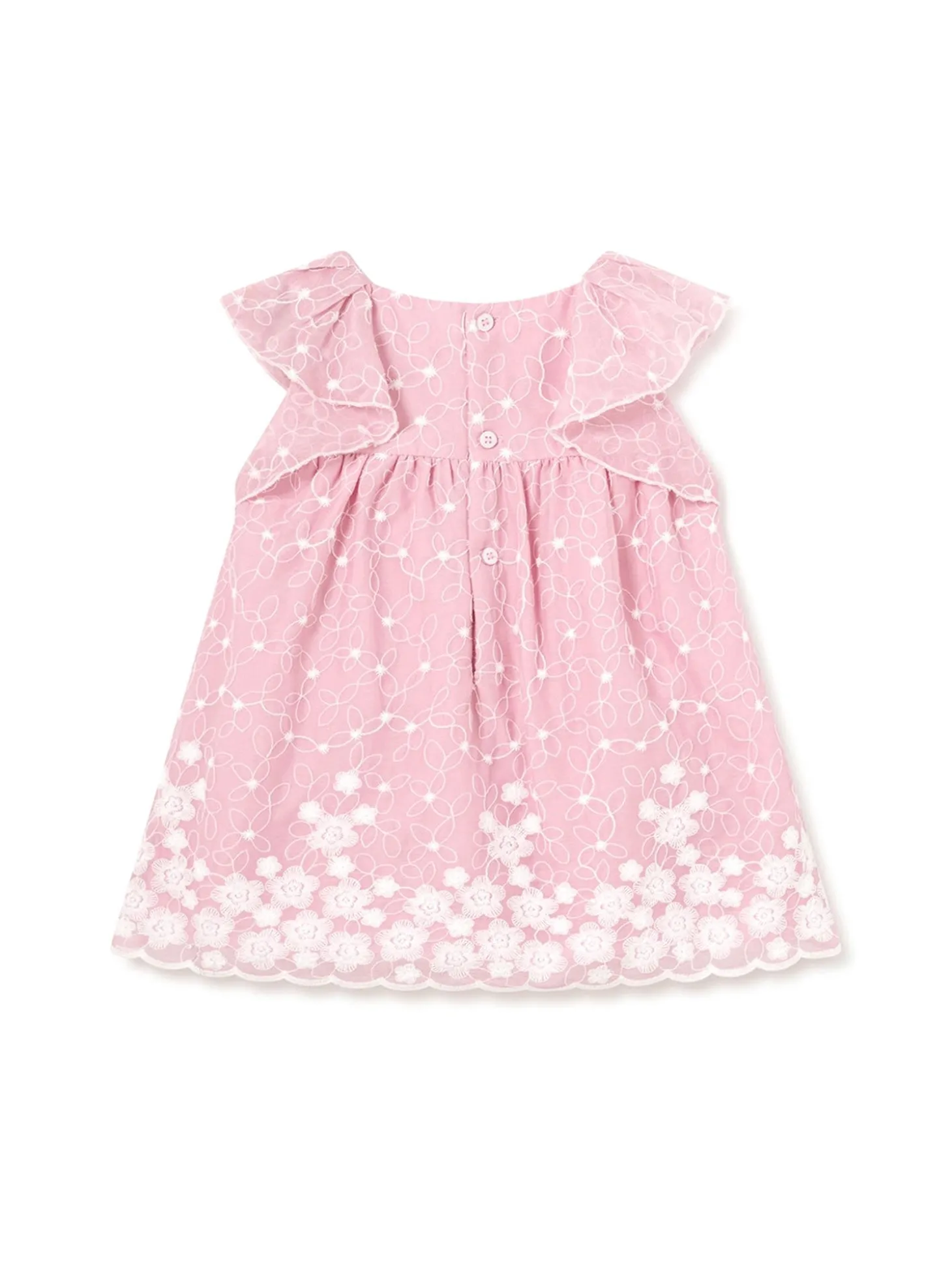 Abito maniche corte ricamato neonata rosa