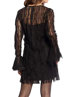 Abito mini Arselle in pizzo con manica flare nero