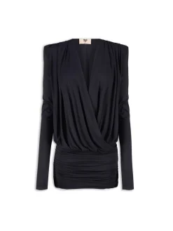 Abito mini con manica lunga Kimono Jet nero