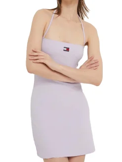 Abito mini smanicato flare lilla