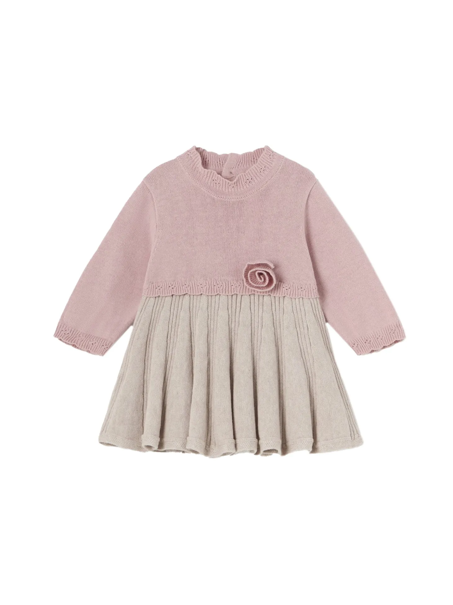 Abito plisset in tricot rosa/beige