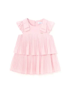 Abito plissettato con fiocchi neonata rosa