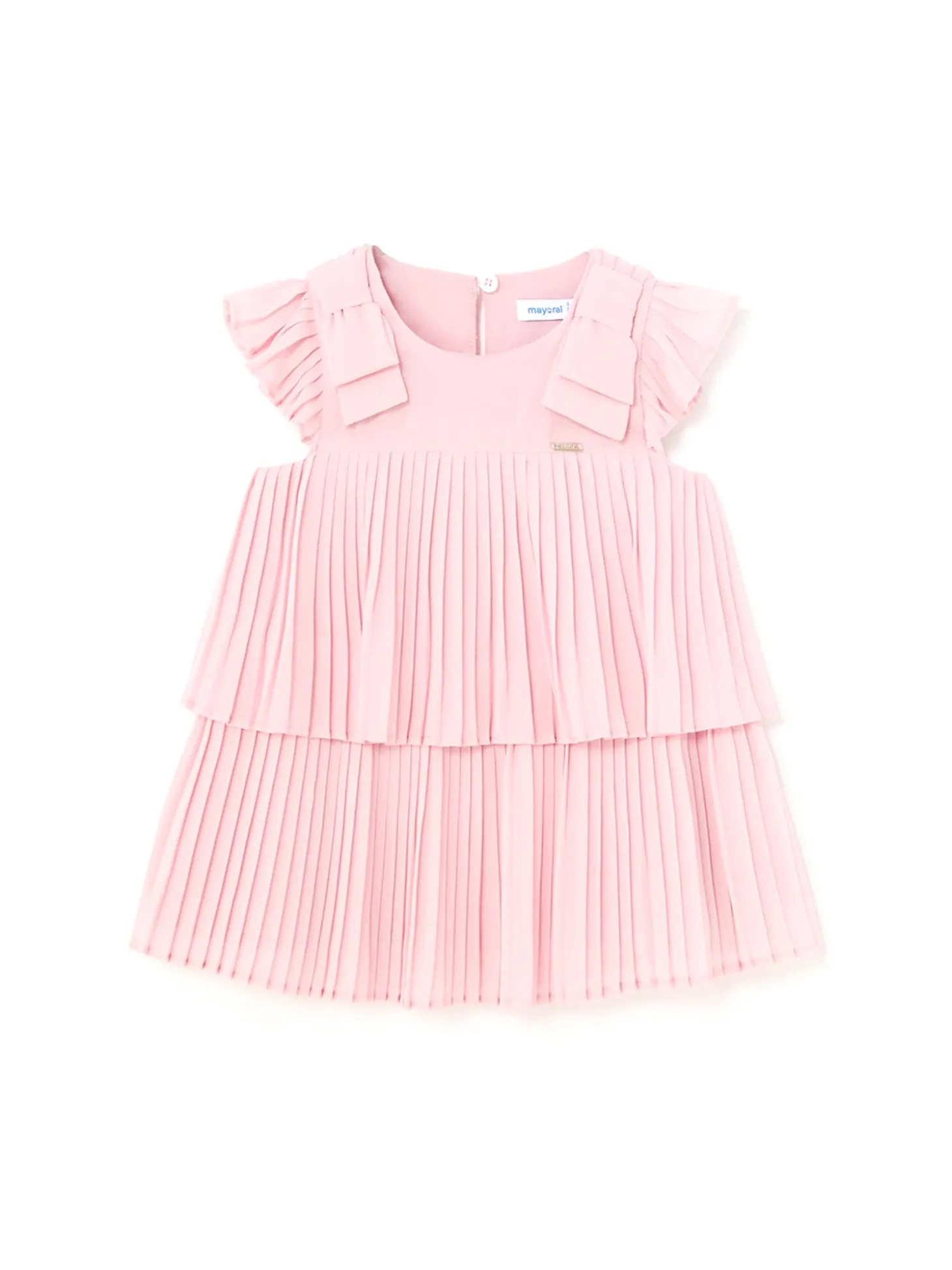 Abito plissettato con fiocchi neonata rosa