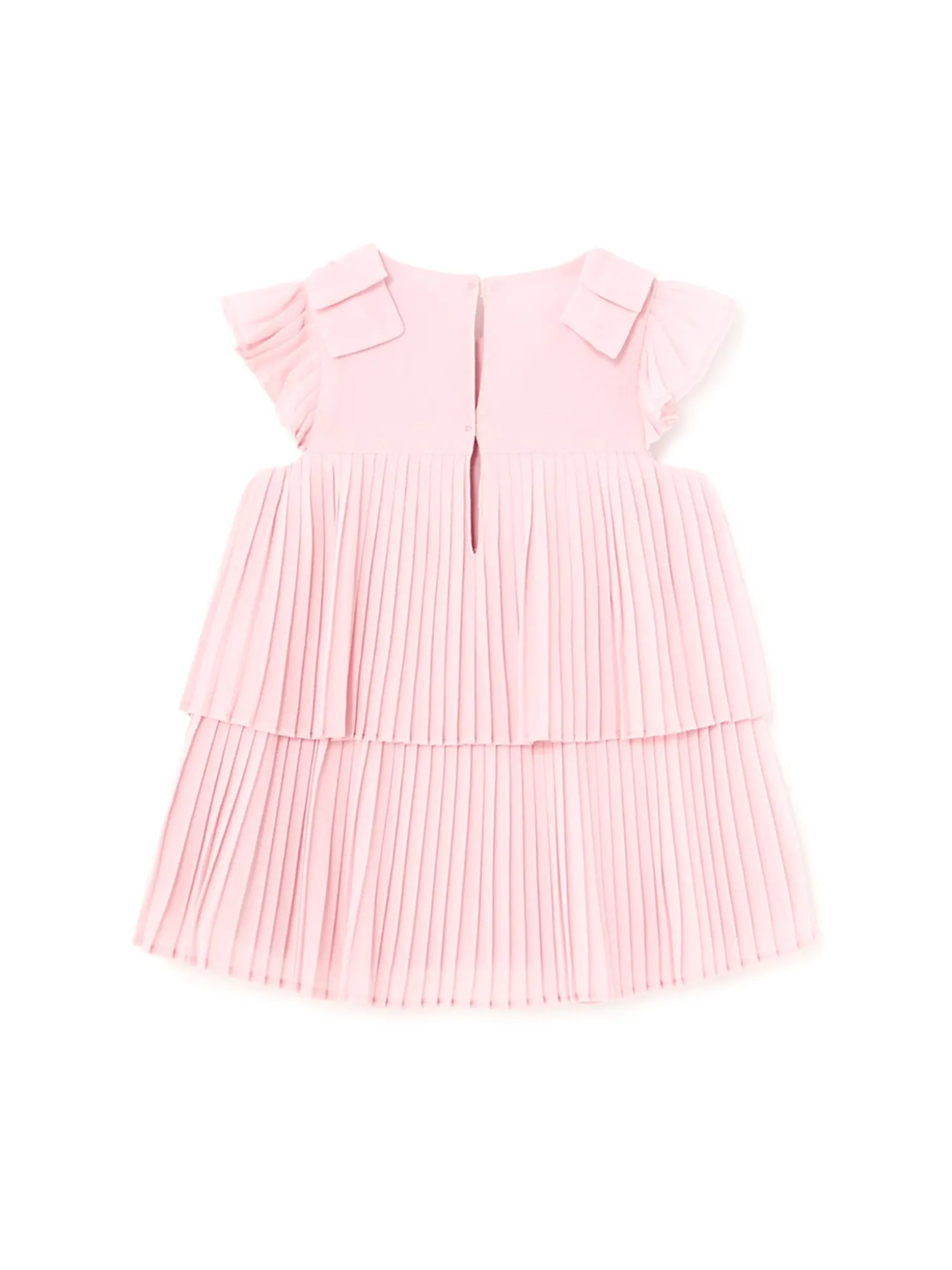 Abito plissettato con fiocchi neonata rosa