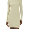 Abito slim con collo alto beige