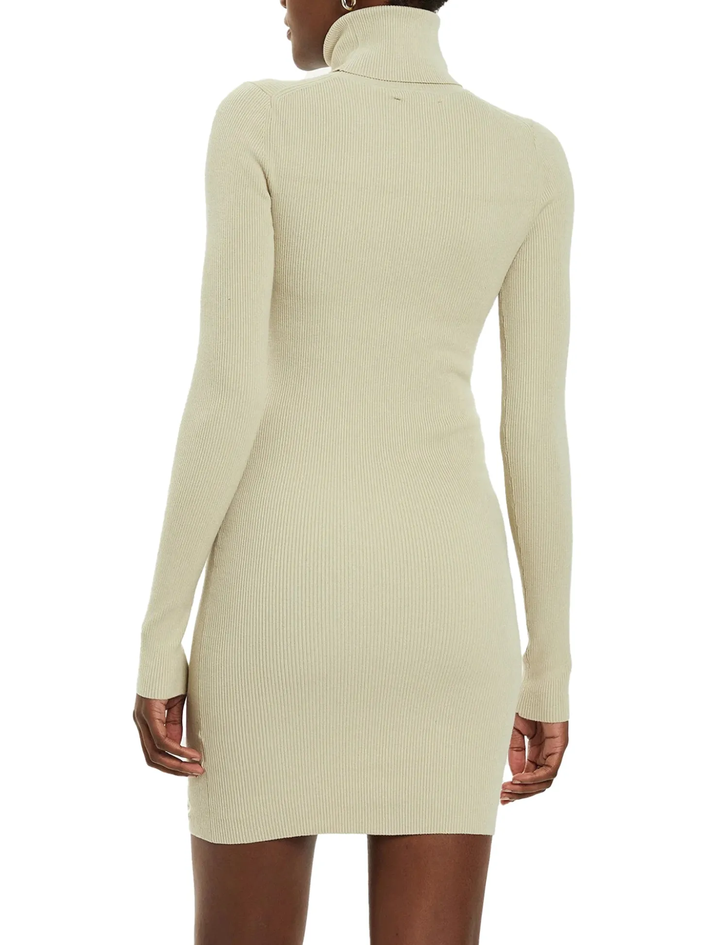 Abito slim con collo alto beige
