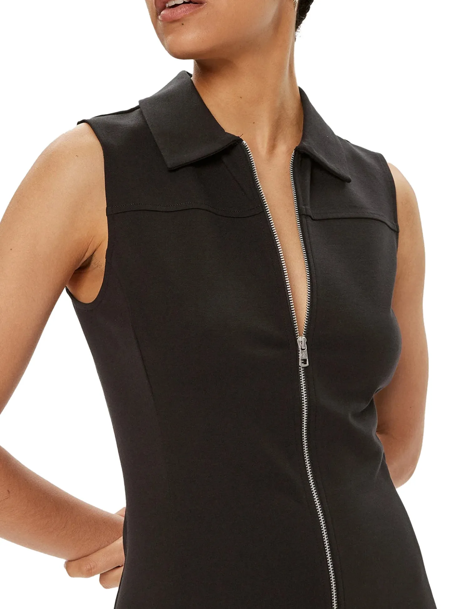 Abito smanicato con zip nero