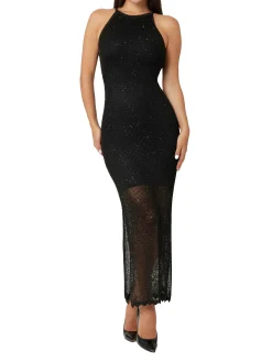 Abito smanicato mesh stitch nero