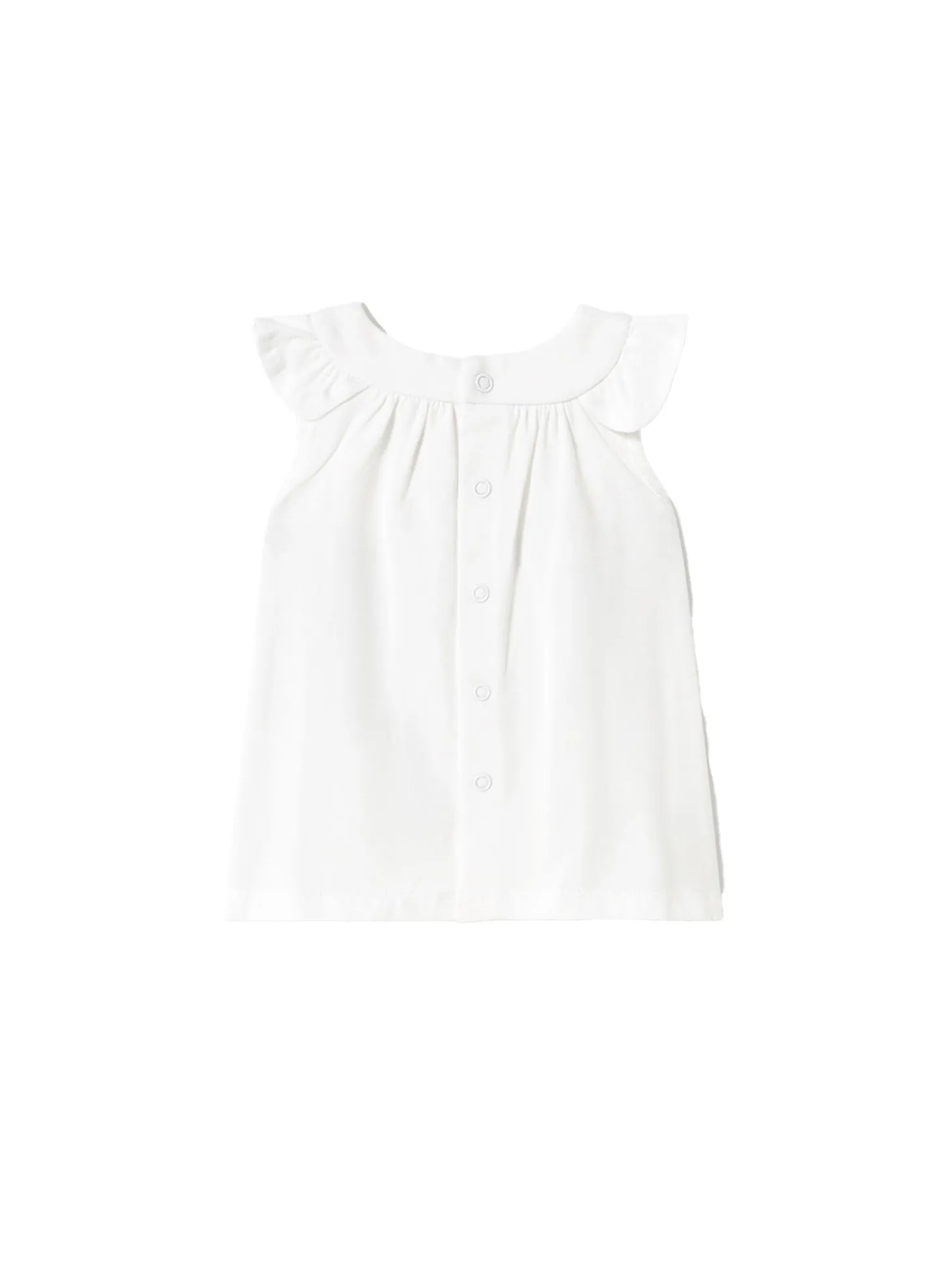 Abito stampato con rouche bianco