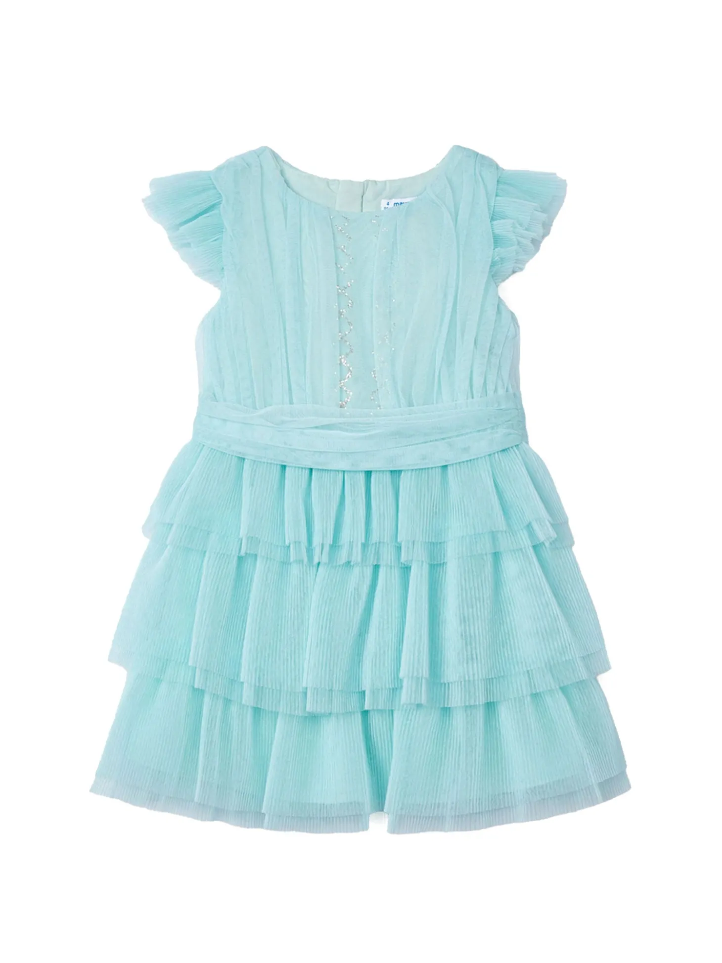 Abito tulle plissettato bambina celeste