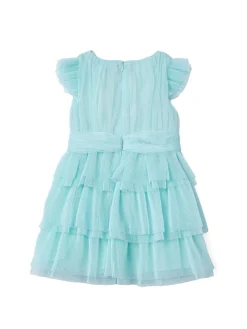 Abito tulle plissettato bambina celeste