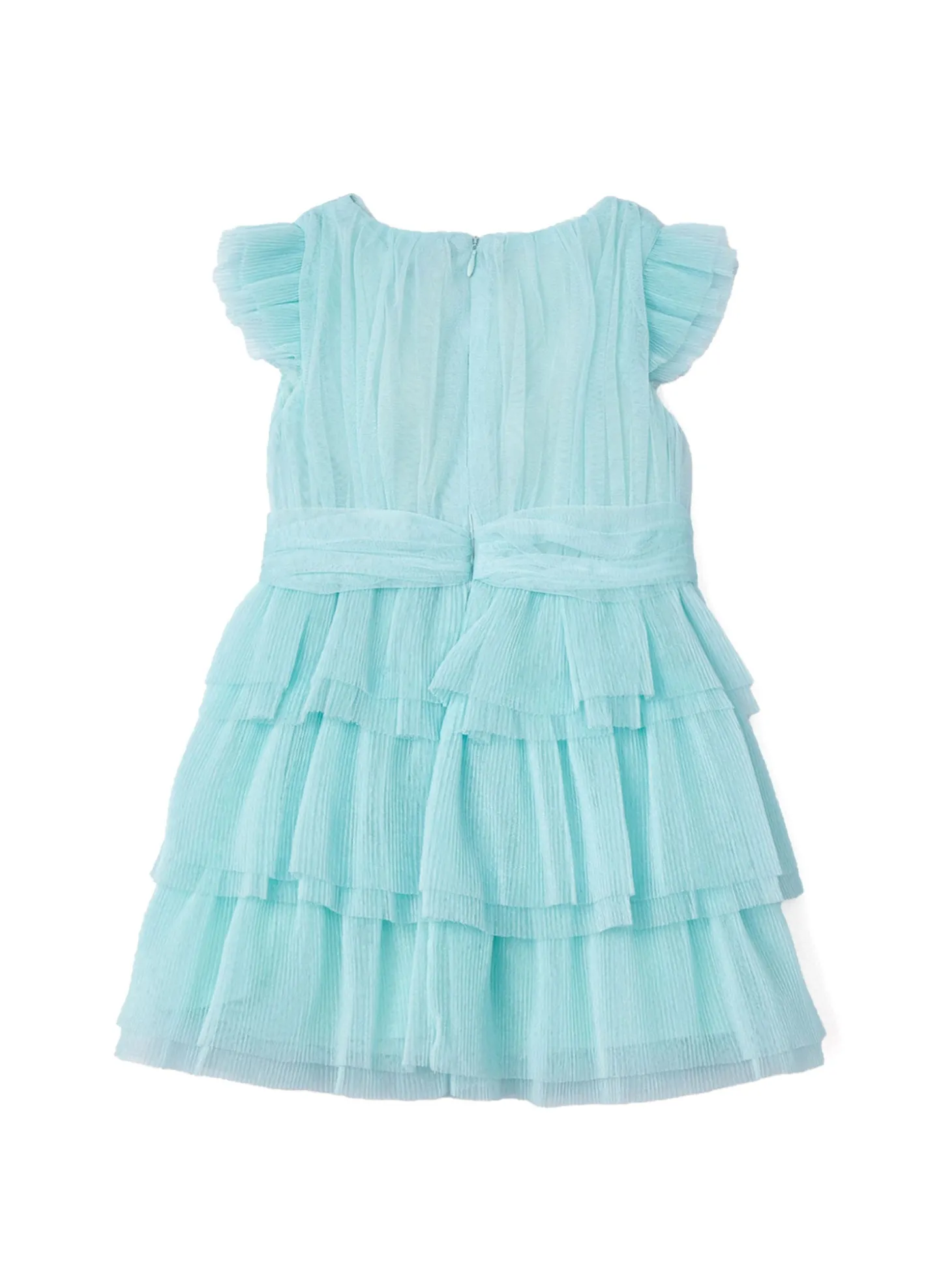 Abito tulle plissettato bambina celeste