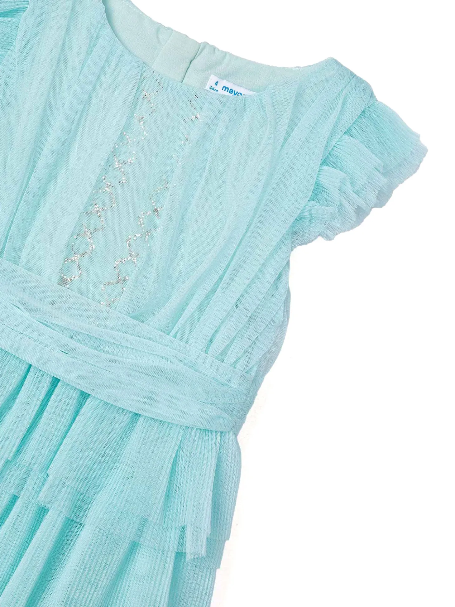 Abito tulle plissettato bambina celeste