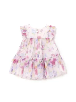 Abito tulle stampa floreale neonata rosa