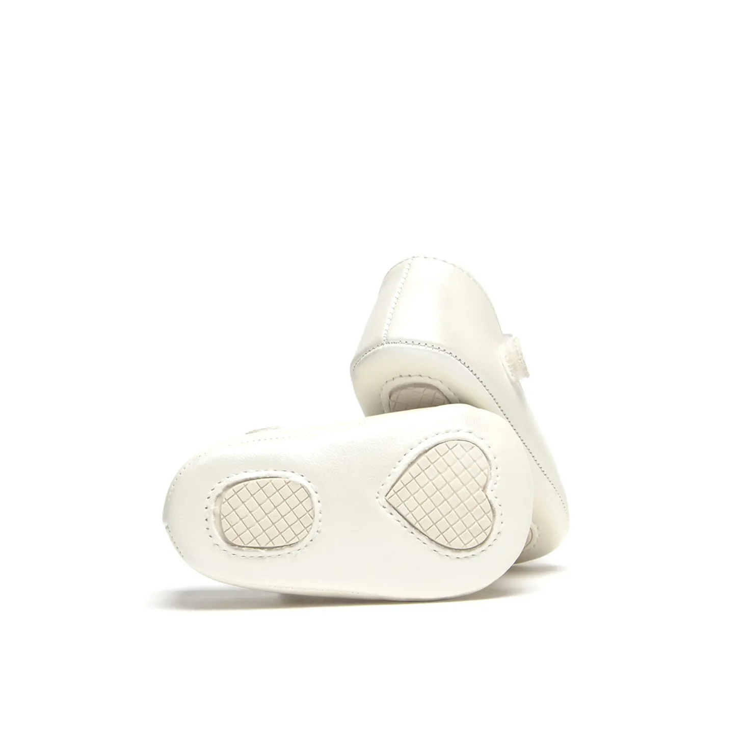 Ballerine neonata con pompon ecru
