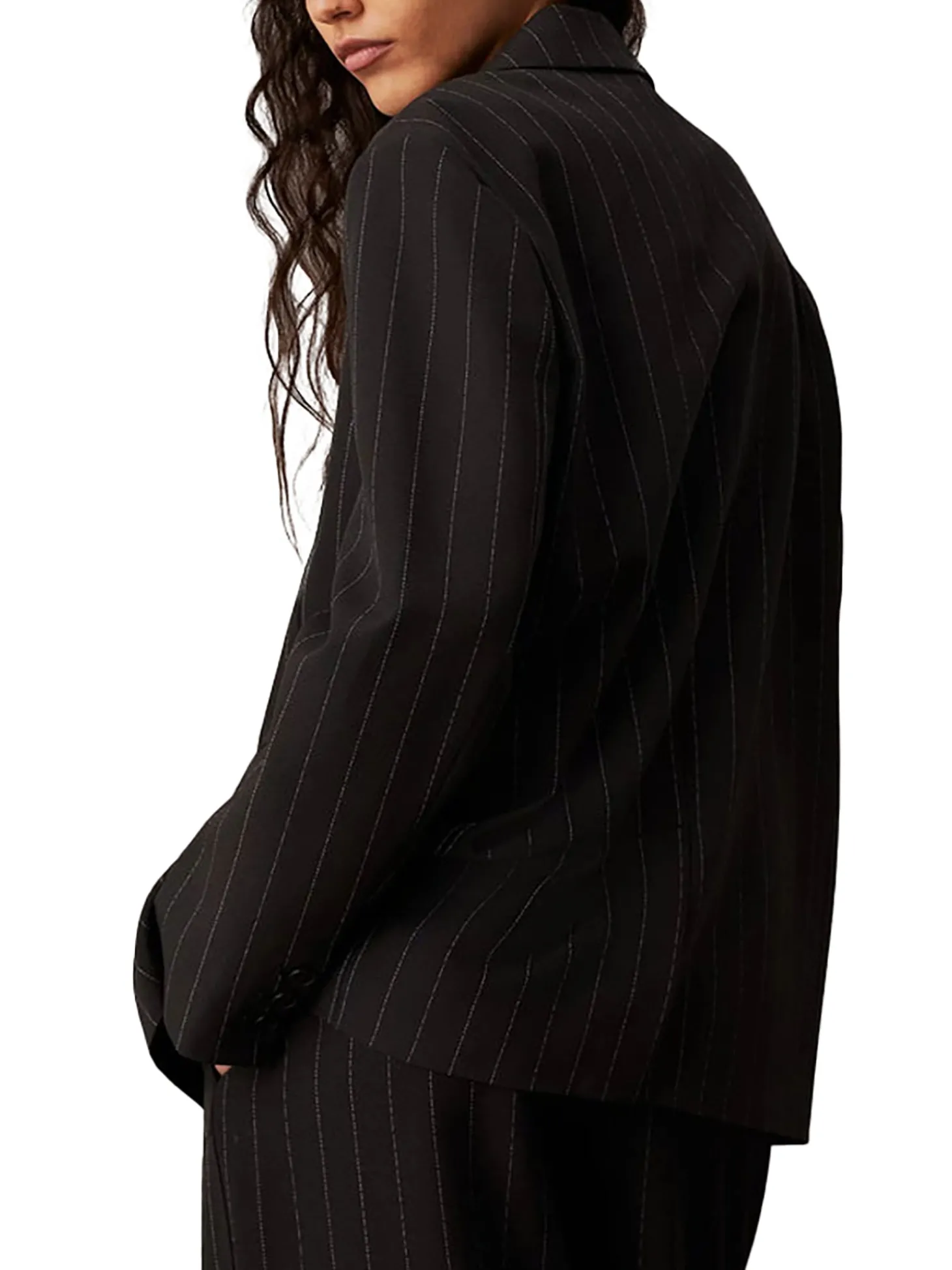 Blazer a righe sottili nero