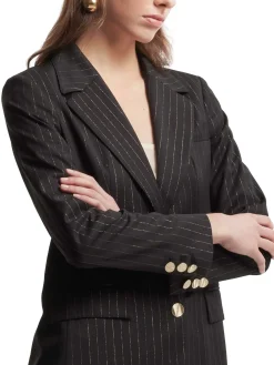 Blazer gessato 2 bottoni Irena nero/oro
