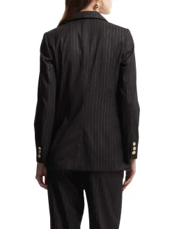 Blazer gessato 2 bottoni Irena nero/oro