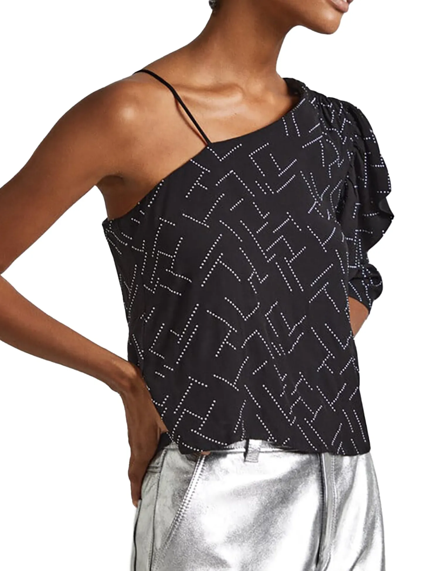 Blusa asimmetrica con dettagli strass