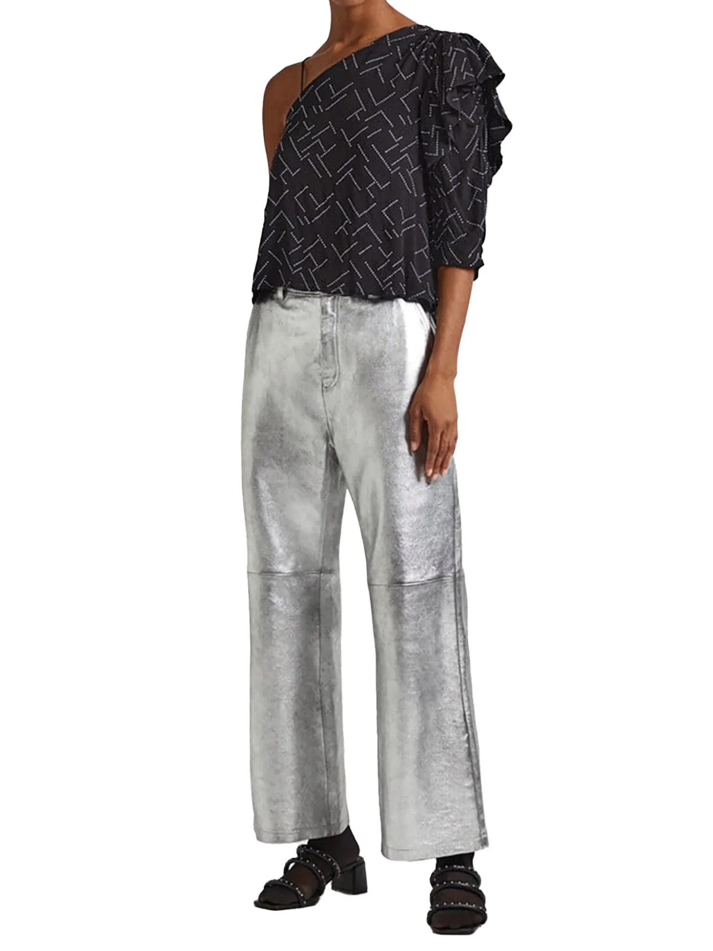 Blusa asimmetrica con dettagli strass