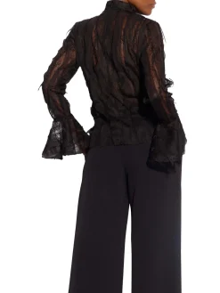 Blusa in pizzo Myllow con manica flare nero