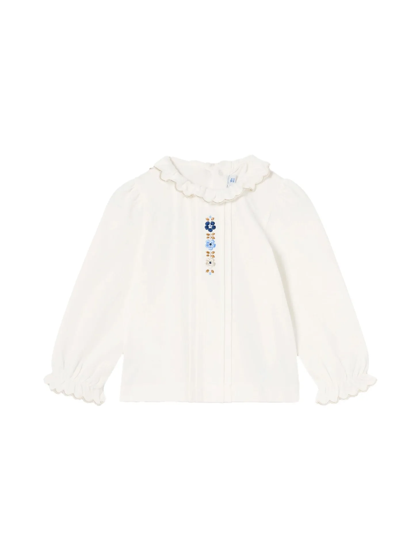 Blusa maniche lunghe con ricami beige