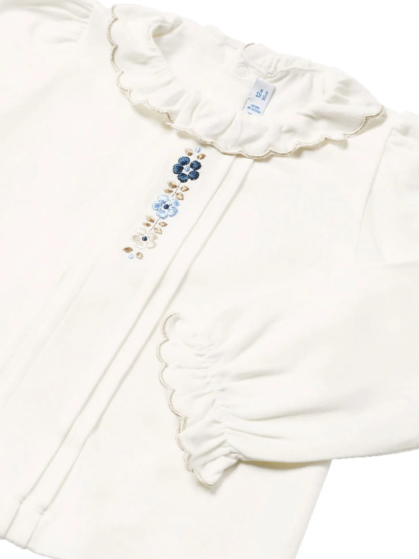 Blusa maniche lunghe con ricami beige