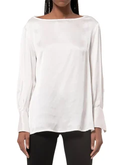 Blusa maniche lunghe in viscosa crema