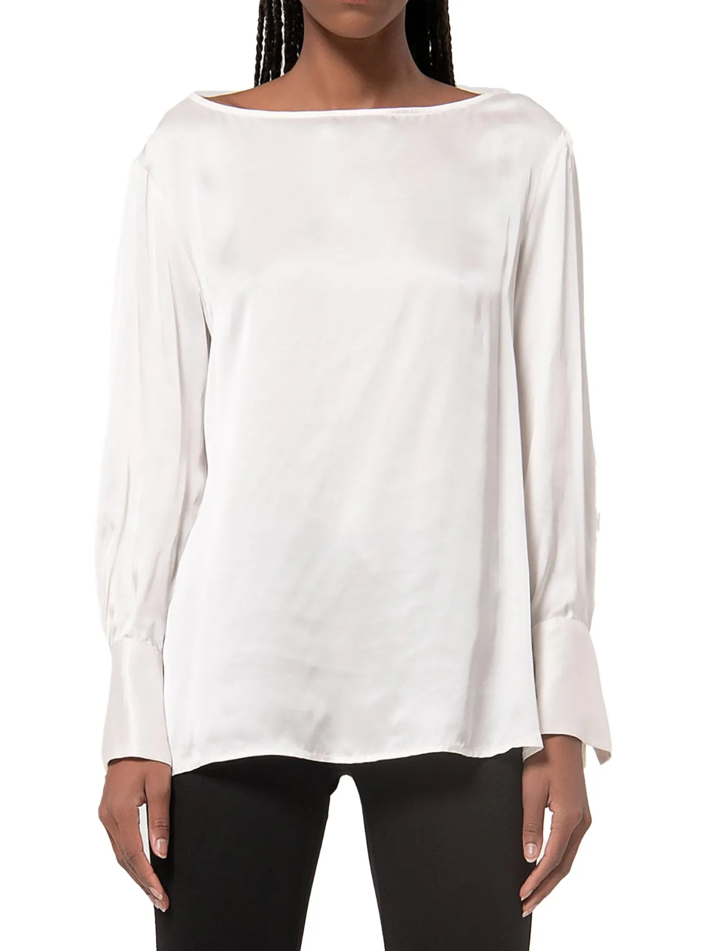 Blusa maniche lunghe in viscosa crema