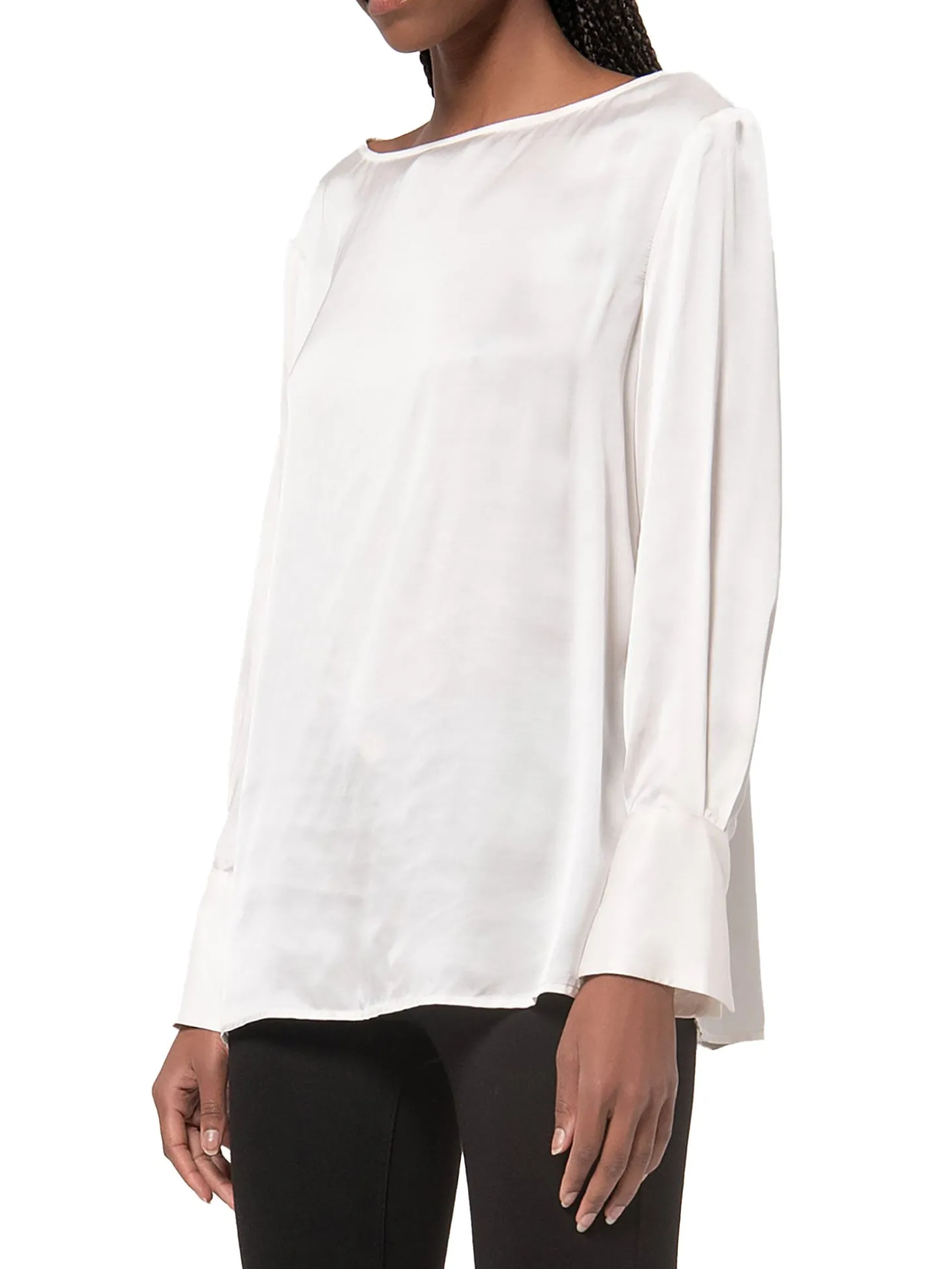 Blusa maniche lunghe in viscosa crema