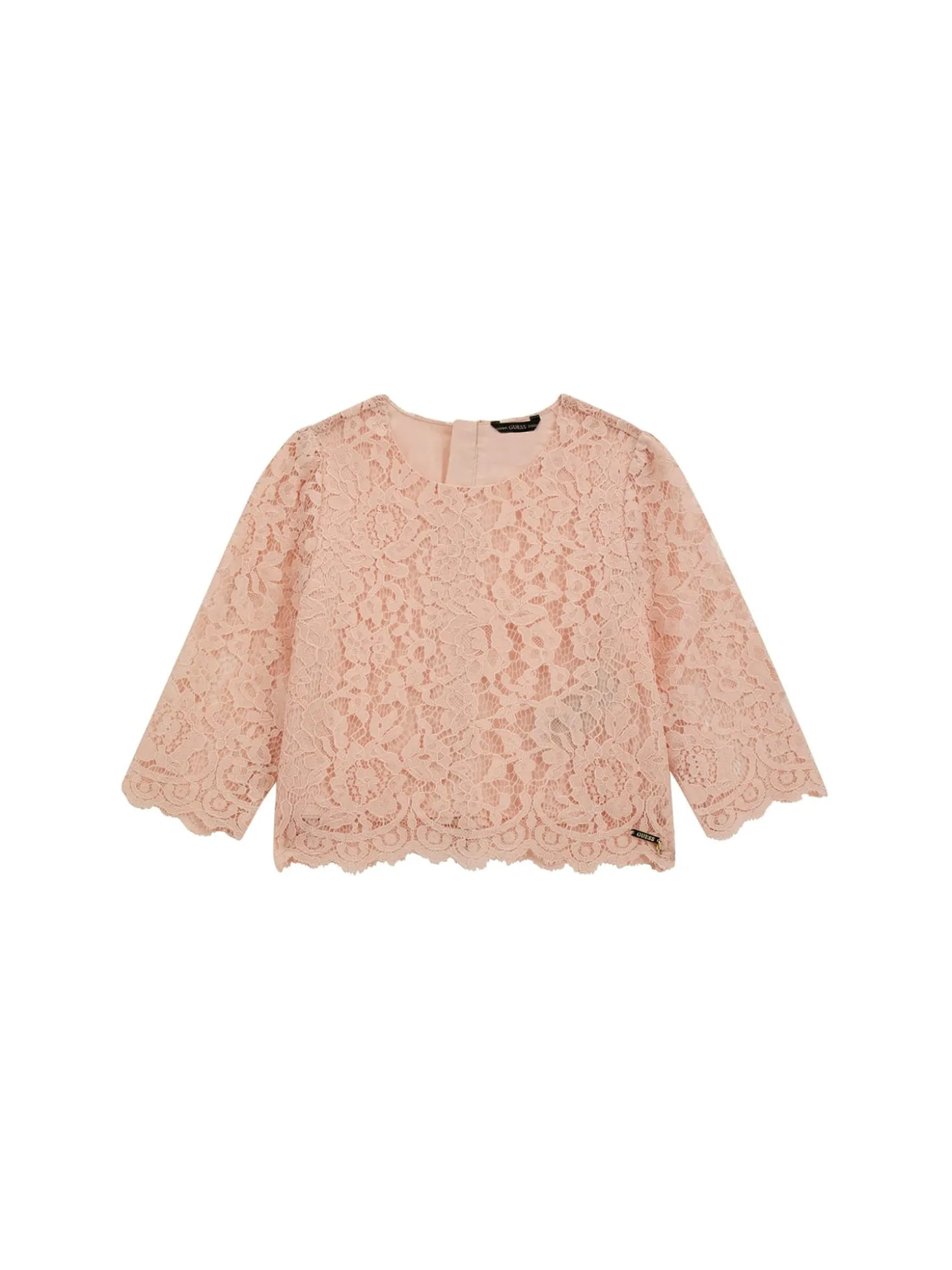 Blusa pizzo manica 3/4 cerimonia bambina rosa