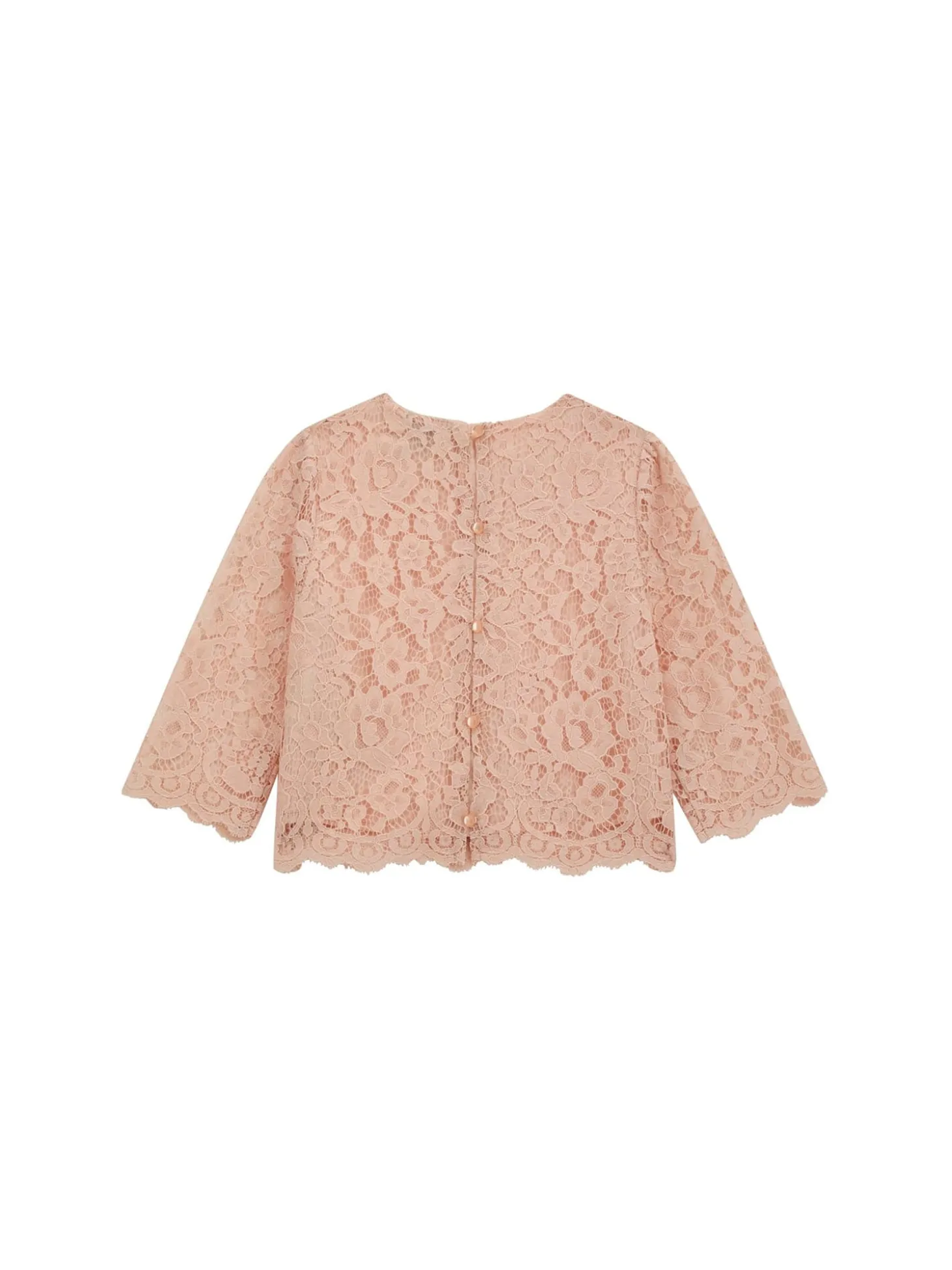 Blusa pizzo manica 3/4 cerimonia bambina rosa